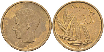 Бельгия 20 франков 1981 Belgique, Бодуэн I (1951-1993) KM 159 никель бронза 4546-246