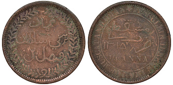 Султанат Маскат и Оман 1/4 анна (байса) 1895 AH 1315, Фейсал бен Турки (1888-1913) KM 12.2 медь 51-1731