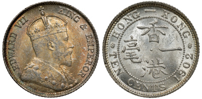 Гонконг 10 центов 1902 Эдуард VII (1901-1910) KM 13 серебро UNC 91-742