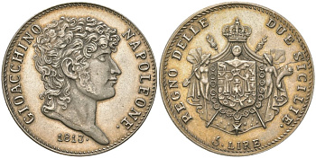 Италия КОПИЯ 5 лир 1813 KM 259 белый металл UNC 63-113