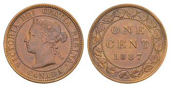 Канада 1 цент 1887 Виктория (1837-1901) KM 7 бронза 1527-742