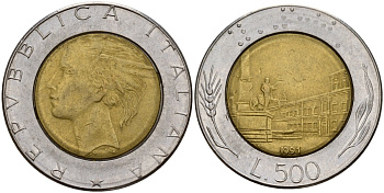 Италия 500 лир 1991 R, Квиринальский дворец в Риме KM 111 биметалл 4156-445