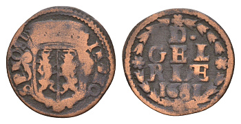 Нидерланды, Голландская Республика, Гелдерланд 1 дуит 1681 KM 47.1 медь 4655-534