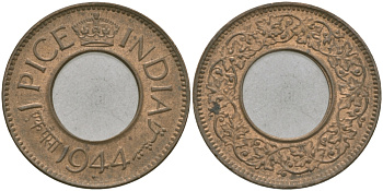 Британская Индия 1 пайс 1944 Георг VI (1936-1952) KM 533 бронза 33-1124