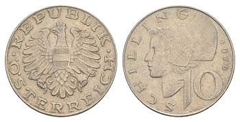 Австрия 10 шиллингов 1976 KM 2918 медно-никель 4551-611