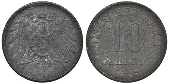 Германия 10 пфеннигов 1918 KM 26, J. 299, Weege 8 цинк 4119-335