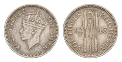 Южная Родезия 3 пенса 1948 Георг VI (1936-1952) KM 20 медно-никель 4651-922