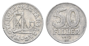 Венгрия 50 филлеров 1972 BP мост Елизаветы в Будапеште KM 574 алюминий 4668-235