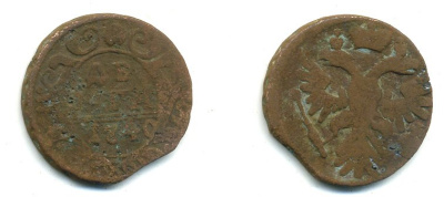 РОССИЯ 1 ДЕНЬГА 1740 медь 29-547