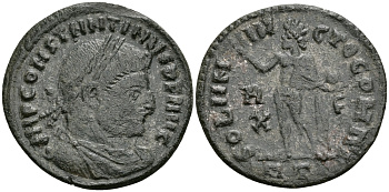 Римская Империя нуммий 317 Константин I Великий SOLI INVICTO COMITI Рим Good Very fine (C3) RIC 27 бронза 1073-3-2-7