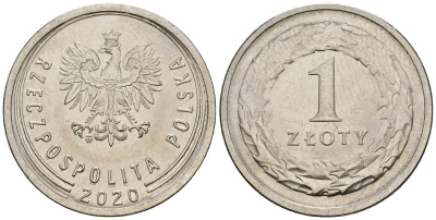 Польша 1 злотый 2020 MW KM 974 медно-никель 4584-722