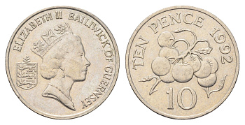 Гернси 10 пенсов 1992 помидоры KM 43.2 медно-никель 4703-1141