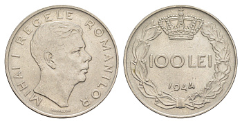 Румыния 100 леев 1944 Михай I (1940-1947) KM 64 сталь плакированная никелем aUNC 4648-1111