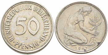 ФРГ 50 ПФЕННИГОВ 1967 J KM 109.1, J. 384 медно-никель 4396-1663