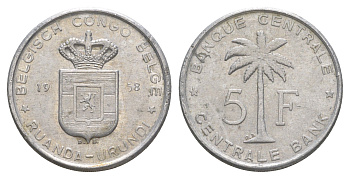 Руанда-Урунди 5 франков 1958 KM 3 алюминий 4652-111
