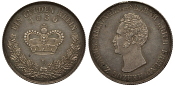 Саксен-Майнинген 1 гульден 1830 Jaeger 425, AKS 186 серебро aUNC 00-815-49