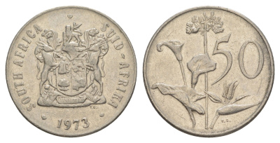 ЮАР 50 центов 1973 Зантедеския Эллиота (калла), герб KM 87 никель 4597-122