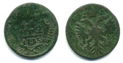 Россия деньга 1735 Анна Иоанновна (1730-1740) Биткин 327 медь 36-1213