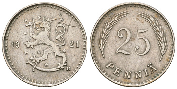 Финляндия 25 пенни 1921 H KM 25 медно-никель 4174-927