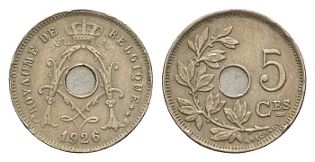 Бельгия 5 сантимов 1926 Belgie, Альберт I (1909-1934) KM 67 медно-никель 4649-559