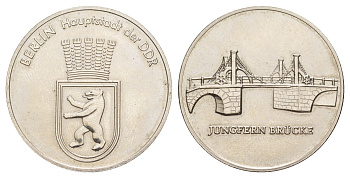 ГДР медаль "Девичий мост" ND диаметр 32 мм, вес 15,08 белый металл 4634-434