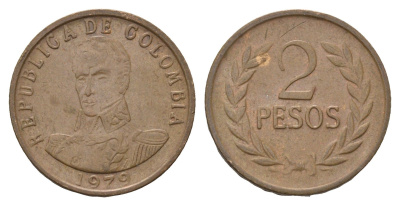 Колумбия 2 песо 1979 Симон Боливар KM 263 бронза 4698-142
