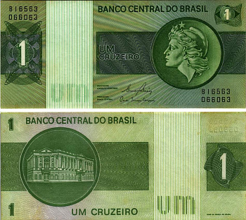 БРАЗИЛИЯ 1 КРУЗЕЙРО 1980 СЕРИЯ В16563, ПОДПИСЬ 20 Pick 191Ас бумага UNC (ПРЕСС) 8615-25-1-2