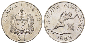 Самоа 1 тала 1983 VII Южнотихоокеанские игры KM 53 медно-никель BU 5010-1343