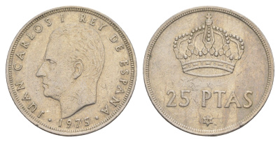 Испания 25 песет 1975 (78) Хуан Карлос I (1975-2014) KM 808 медно-никель 4650-451