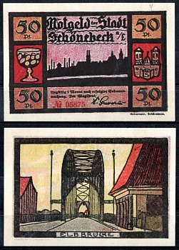 Шёнебек-на-Эльбе (Пруссия, Саксония) 50 пфеннигов 1921 Mehl Grabowski 1196.1a-4/5 бумага UNC (пресс) 7553-23-3-2