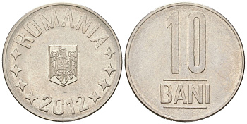 Румыния 10 бань (бани) 2012 KM 191 сталь плакированная никелем 4617-1122