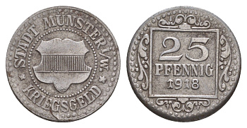 Мюнстер 25 пфеннигов 1918 Funck 350.4, Men18 22668.3 железо 4657-1113