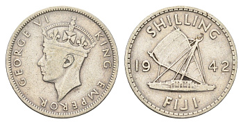 Фиджи 1 шиллинг 1942 Георг VI (1936-1952) KM 12a серебро 4671-414