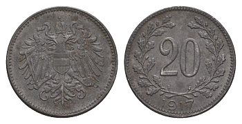 Австрия 20 геллеров 1917 Карл I (1916-1918) KM 2826 железо 4639-1055