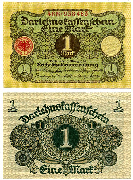 Германия 1 марка 1920 1 марта 1920, Веймарская республика, серия 468 Pick 58, Розенберг 64 бумага 2195-30-3-2