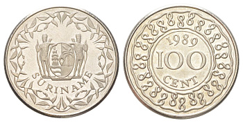 Суринам 100 центов 1989 KM 23 медно-никель UNC 4624-326