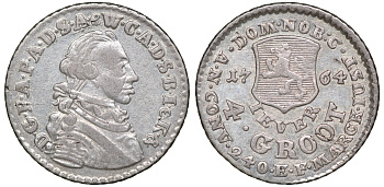 Йевер 4 гроте 1764 Фридрих Август (1750-1785) KM 99, Merzdorf 127, Jaeger 6, Mann 421 серебро    00-802-10