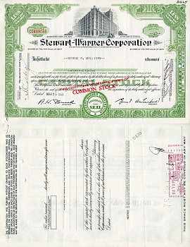 США 48 акций 1969 Стюарт-Уорнер, Stewart-Warner Corporation, производство автомобильных приборов   бумага   5547-8-2-2