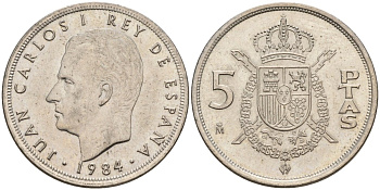 Испания 5 песет 1984 Хуан Карлос I (1975 - 2014) KM 823 медно-никель 4155-736