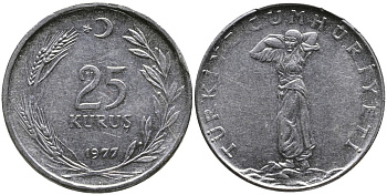 ТУРЦИЯ 25 КУРУШЕЙ 1977 KM 892.3 нержавеющая сталь 4541-646