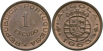 Ангола 1 эскудо 1963 KM 76 бронза 4132-1237