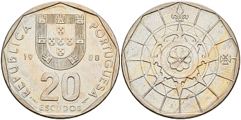 Португалия 20 эскудо 1988  KM 634 медно-никель    4161-844