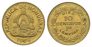 Гондурас 10 сентаво 1989 KM 76.1a латунь UNC 4666-733