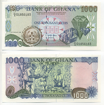 ГАНА 1000 СЕДИ 1996 Pick 29b бумага UNC (ПРЕСС) 6278-63-1
