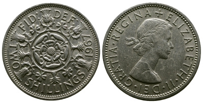 Великобритания 2 шиллинга (флорин) 1967 Елизавета II (1952-2022) KM 906, Spink 4146 медно-никель 4382-735