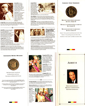 Бельгия медаль в честь вступления Альберта II на трон 1993 в оригинальном буклете 8-2-05-63