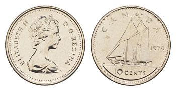 Канада 10 центов 1979 Елизавета II (1952-2022), парусник KM 77 никель PROOF-LIKE (BU) 4630-1015
