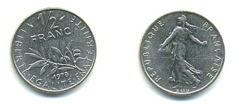 ФРАНЦИЯ 1/2 ФРАНКА 1978 СЕЯТЕЛЬ KM 931.1, LE FRANC 198.17 никель 25-947