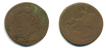 РОССИЯ 1 КОПЕЙКА 1760 медь 61-821