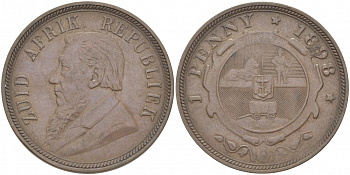 Южно-Африканская Республика, Трансвааль 1 пенни 1898 Пауль Крюгер KM 2 медь 180-914
